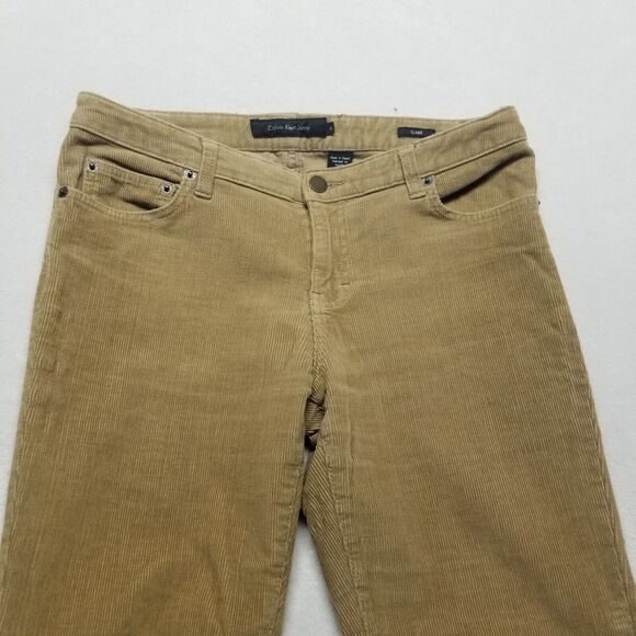 CALVIN KLEIN 8/32 Pants Flare Low Rise Corduroy Camel Tan Academia Bohemian Boho - Picture 3 of 11